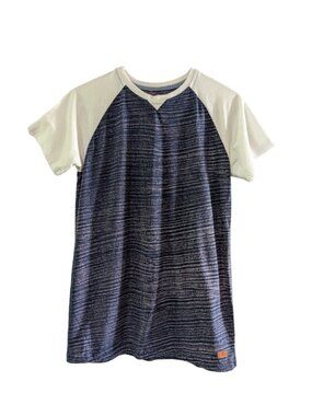 7 For All Mankind Kid's Raglan Sleeve T-Shirt, Navy White, Size XL, Space-Dye